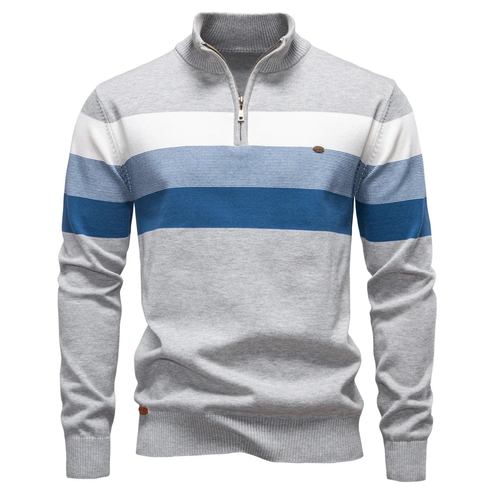 Men’s Cotton Zip Neck Jumper – Smart Casual Half-Zip Knit Sweater for Everyday Wear