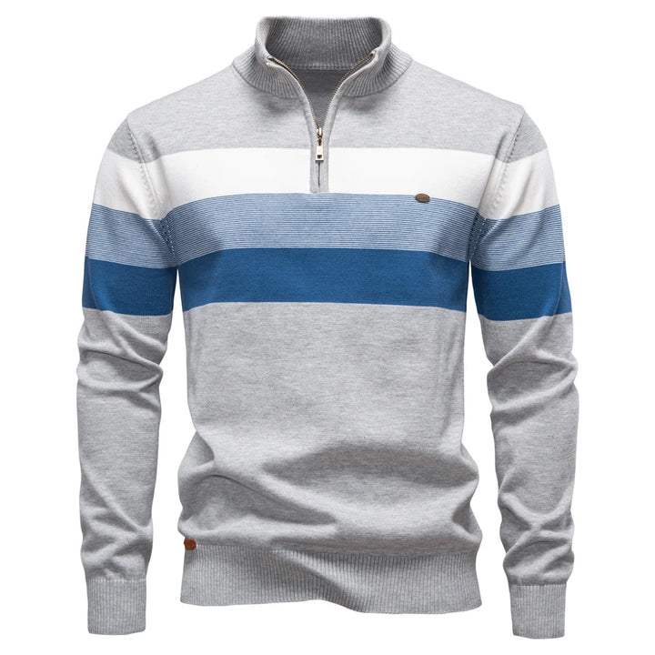 Men’s Cotton Zip Neck Jumper – Smart Casual Half-Zip Knit Sweater for Everyday Wear
