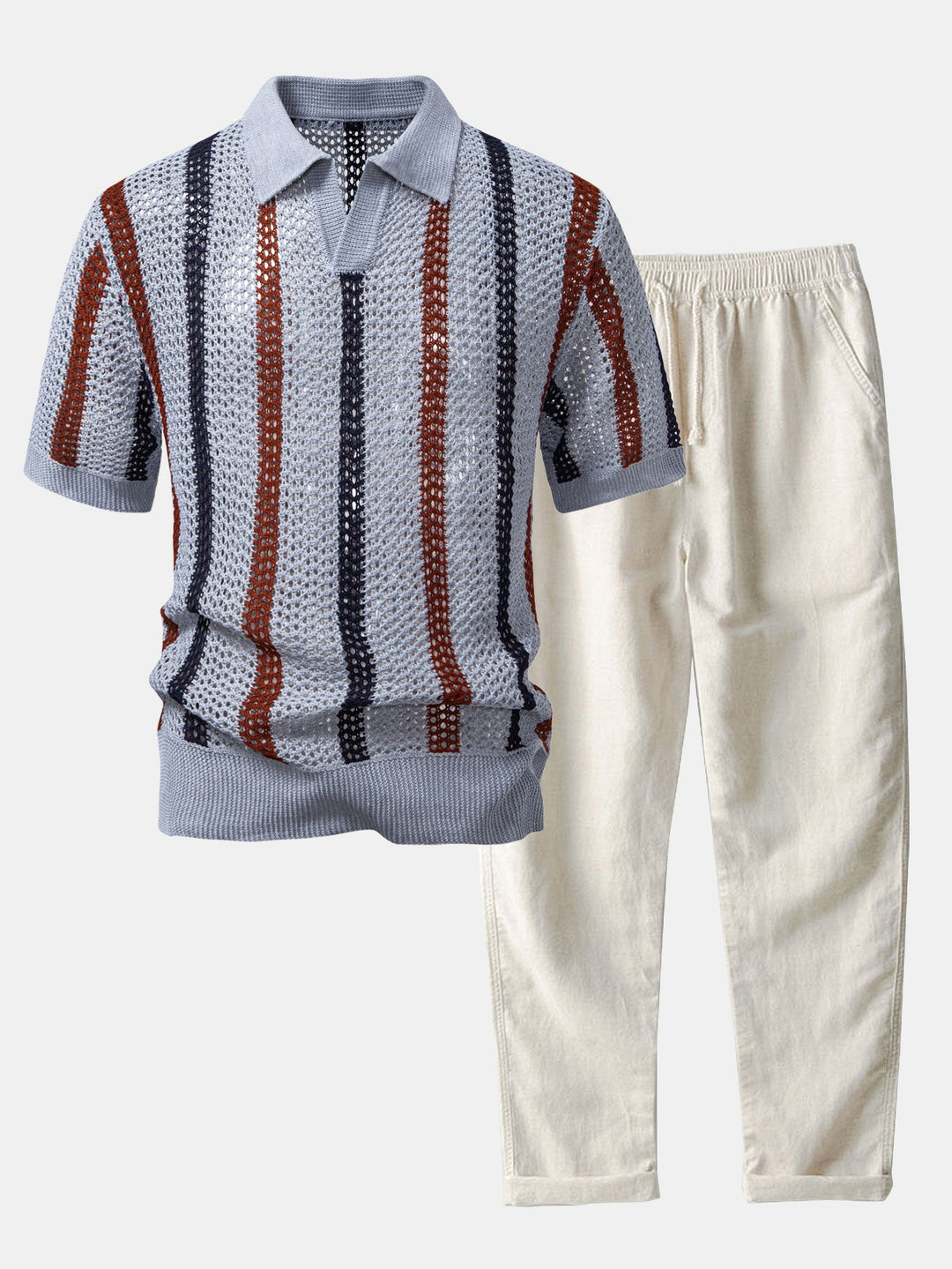 Men’s Casual Knit Polo Set