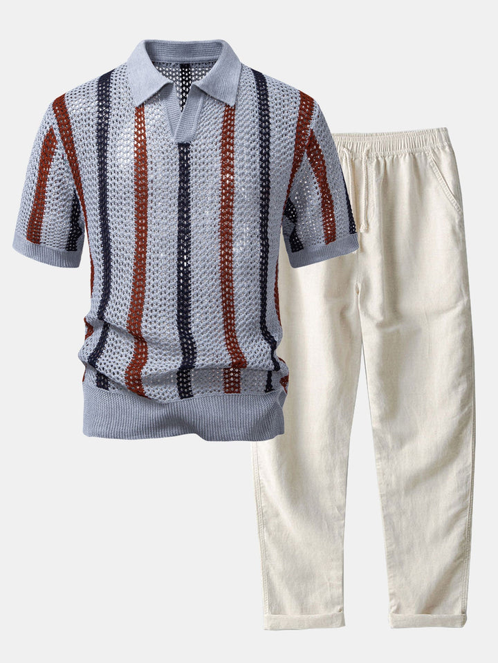 Men’s Casual Knit Polo Set