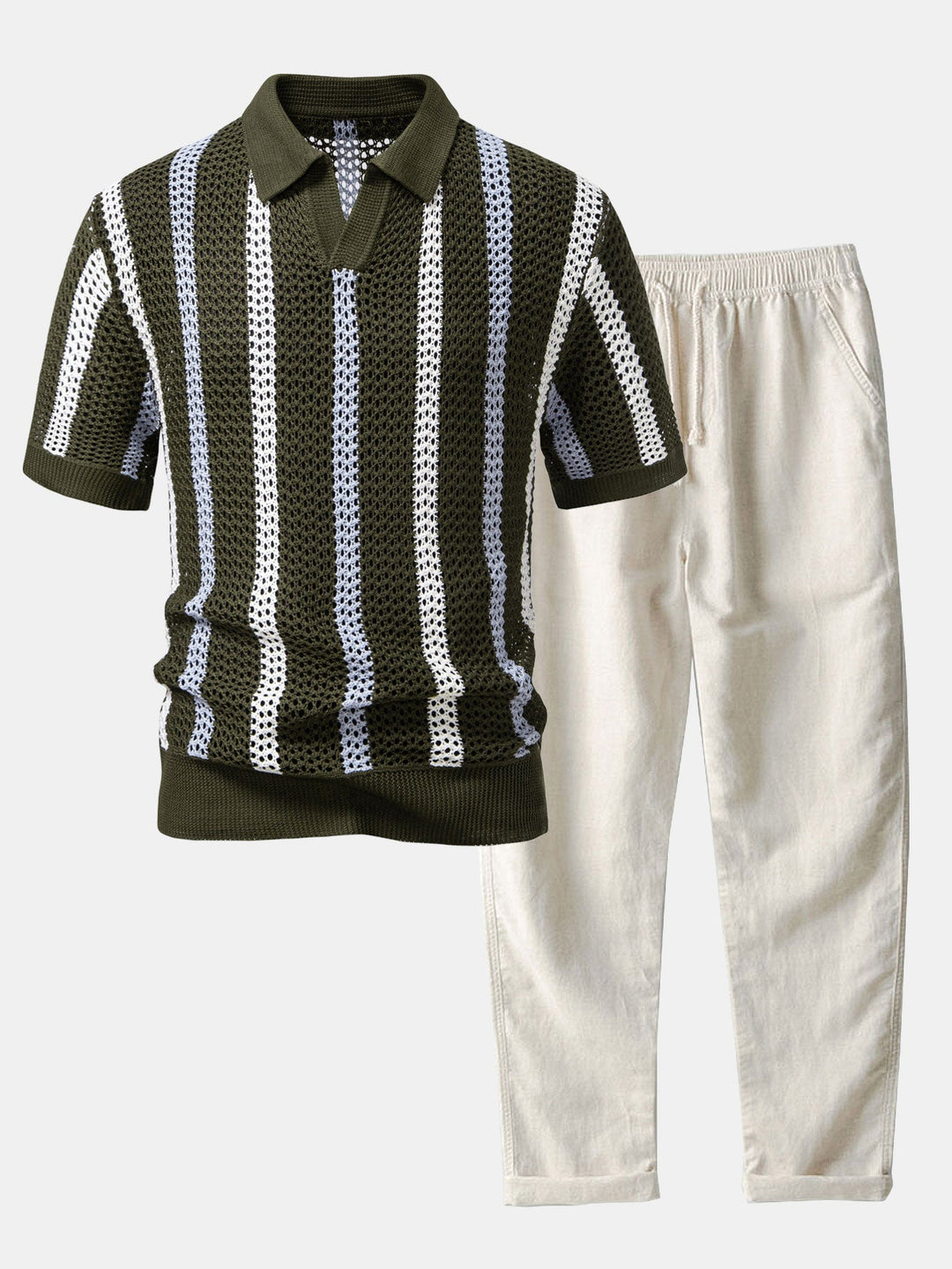 Men’s Casual Knit Polo Set