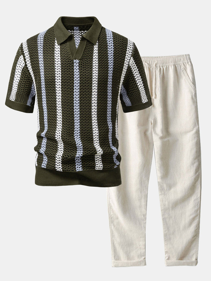 Men’s Casual Knit Polo Set