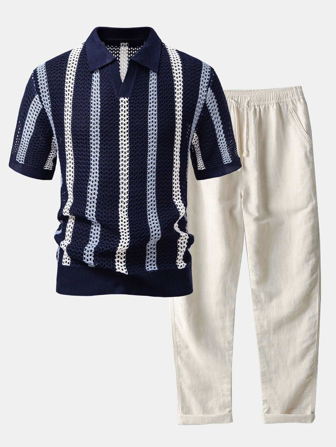 Men’s Casual Knit Polo Set