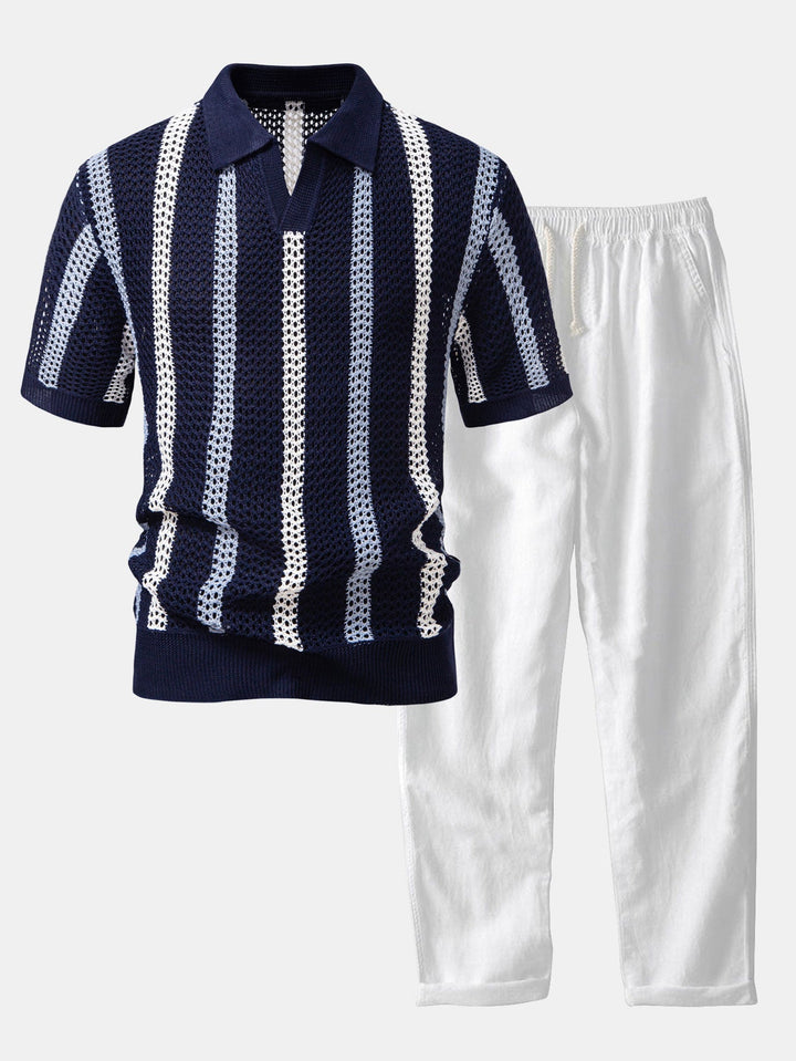 Men’s Casual Knit Polo Set