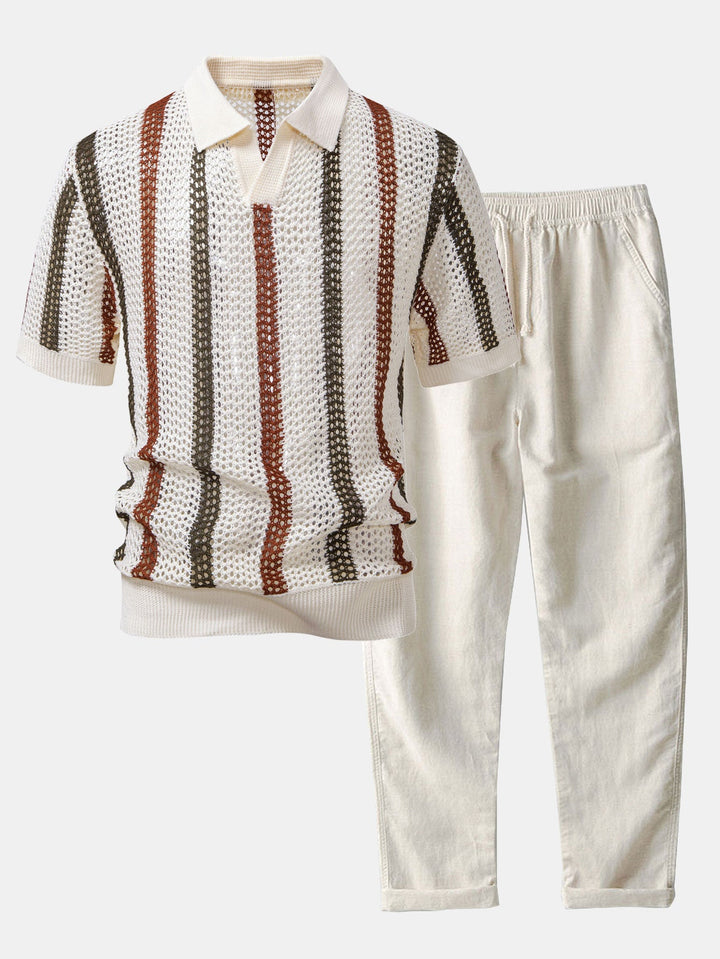 Men’s Casual Knit Polo Set