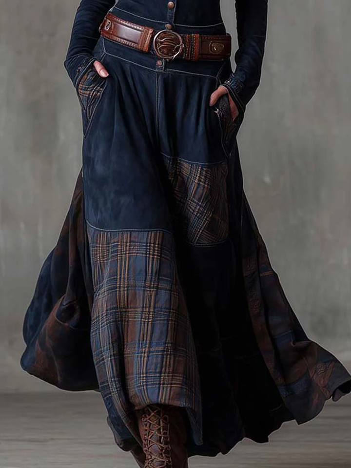 Heritage Plaid Suede Maxi Dress