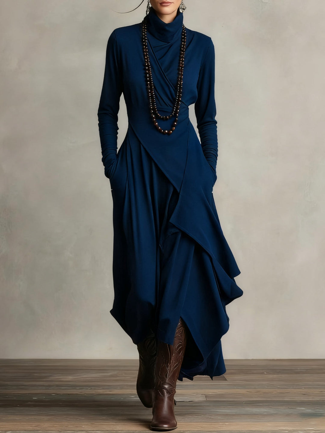 Amara Maxi Dress – High Neck Boho Style