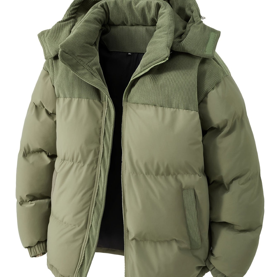 Men’s Thick Padded Winter Jacket – Hooded Warm Coat