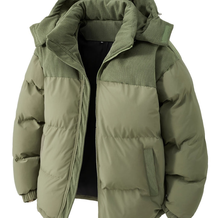 Men’s Thick Padded Winter Jacket – Hooded Warm Coat