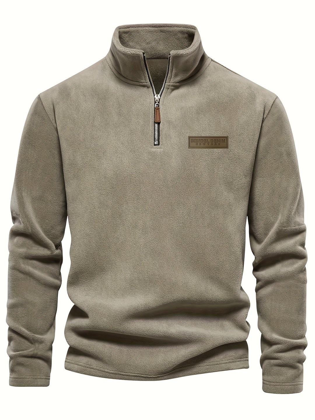 Autumn/Winter New Men's Sweatshirt with Stand-Up Collar, Half-Zip, Long Sleeves, Versatile Top, Streetwear Brand, Plush Double-Sided, Smart Casual