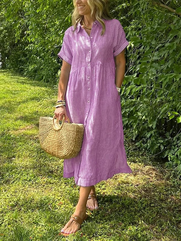 Cher ™  –  Elegant Striped Midi Dress