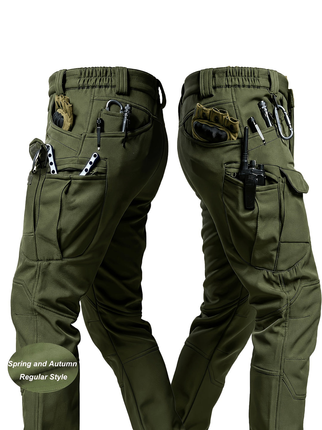 Men's Tactical Cargo Pants - Stretch Fabric with Multiple Pockets, Regular Fit, Machine Washable - Elastic Waist for Everyday Comfort - Durable Outdoor Hiking and Casual Workwear - Casual Cargo Pants