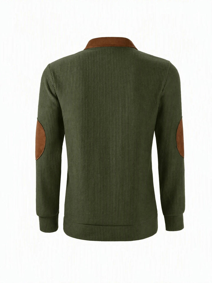 Autumn Winter Men'S Long Sleeve Jacquard Knit Sweater Christmas Gift Thick Contrast Striped Casual Stand Collar Zipper Pullover
