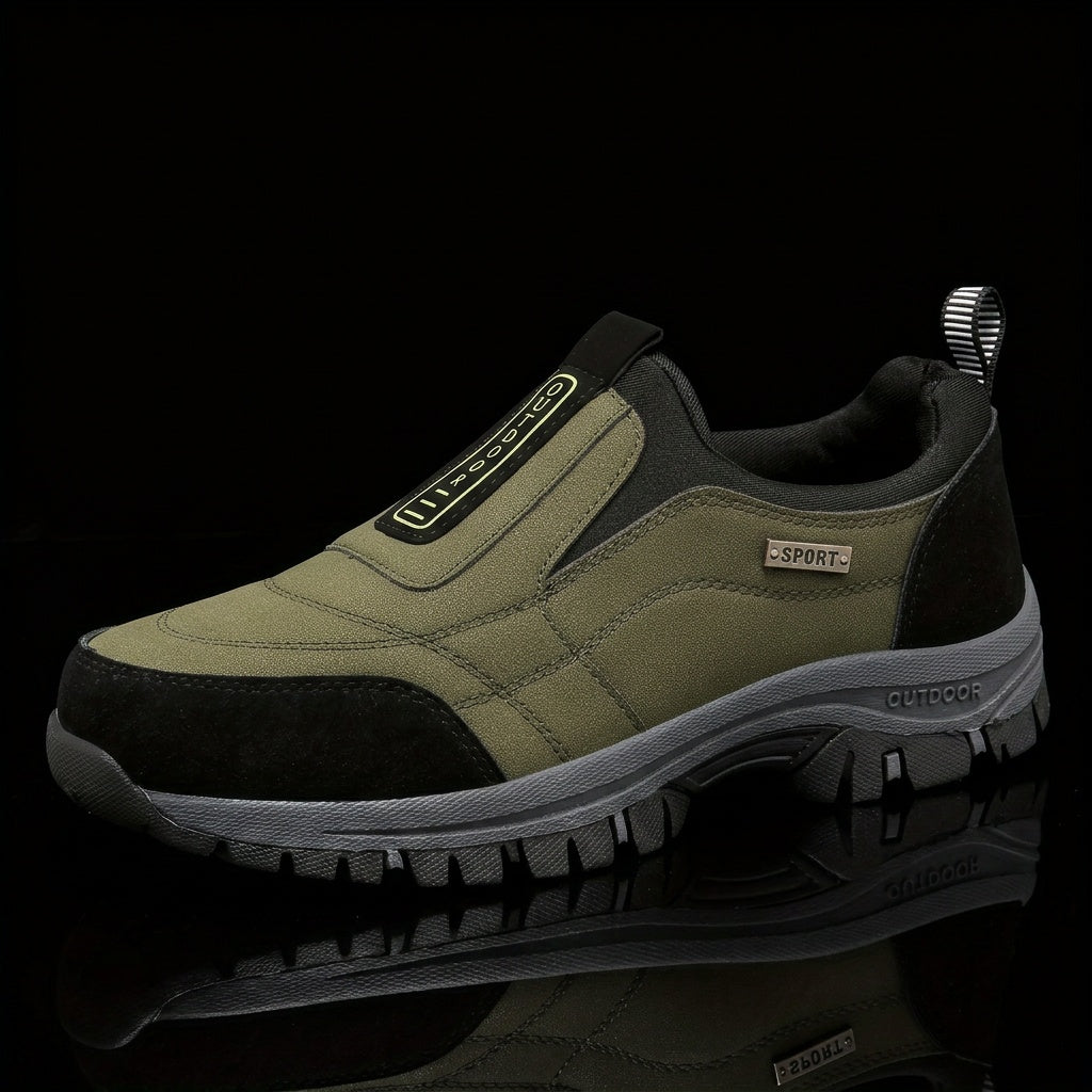 Men'S Large-sized Thick Soled Hiking Shoes | Sports, Casual Slip-On with Upper and TPR Sole, All-Season Wear