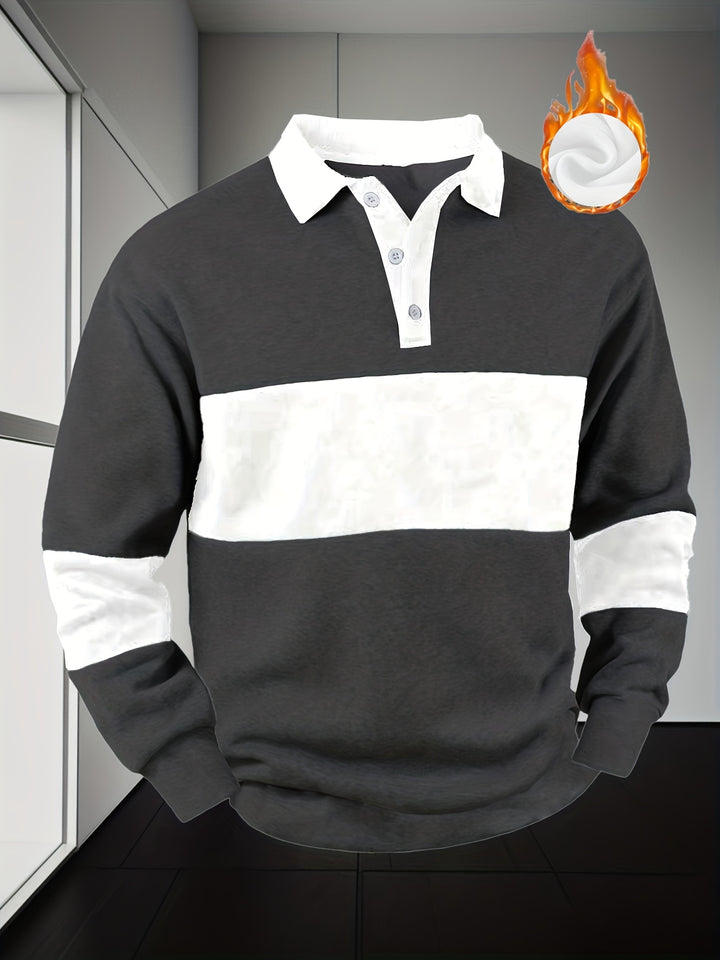 Men'S Casual POLO Shirt with Color Block Design | Button Collar, Loose Fit, Machine Washable, Ideal for Leisure And Gifts