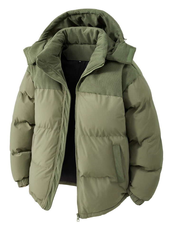 Men’s Thick Padded Winter Jacket – Hooded Warm Coat