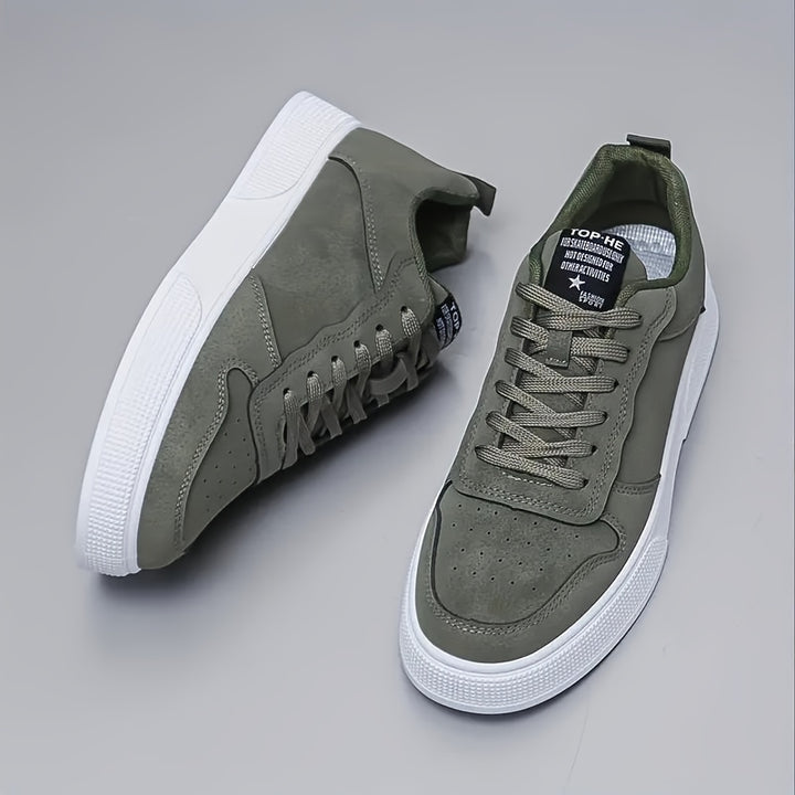 UNIITY Men's Korean Style Skate Sneakers - Low-Top Lace-Up Casual Shoes with Upper & PVC Sole, Breathable Soft Sole Suitable for Sports, Skateboarding, Gym, Casual Attire - Round Toe, Spring/Autumn/Winter Seasonal