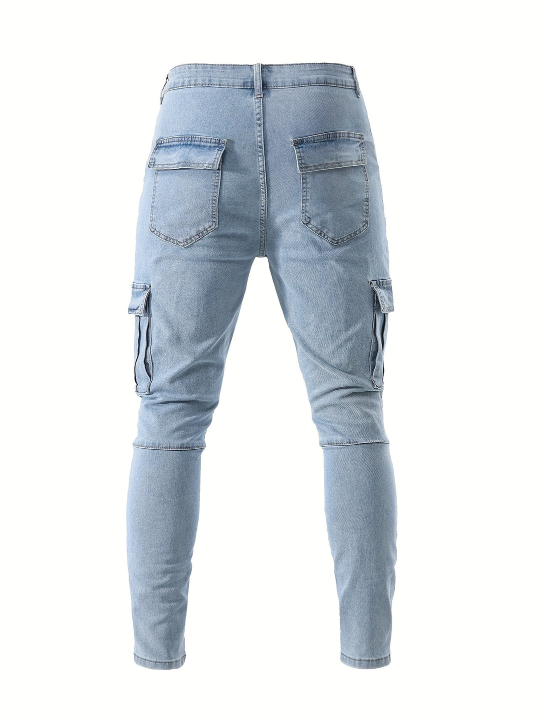 Men's Jeans, Solid Color Multi-Denim Washable, Mid-Rise Cargo Jeans, Fashion Casual Trousers