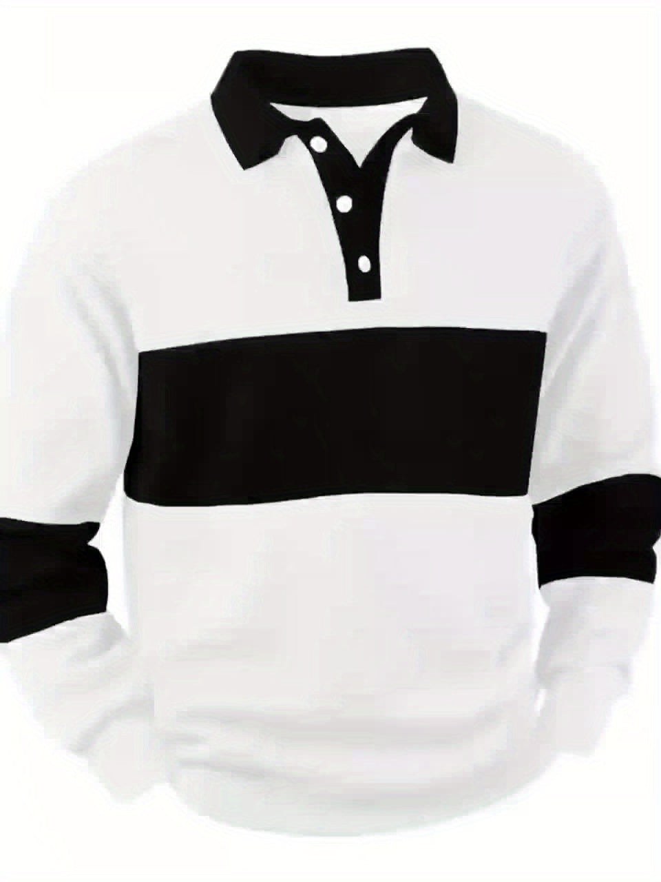 Men'S Casual POLO Shirt with Color Block Design | Button Collar, Loose Fit, Machine Washable, Ideal for Leisure And Gifts