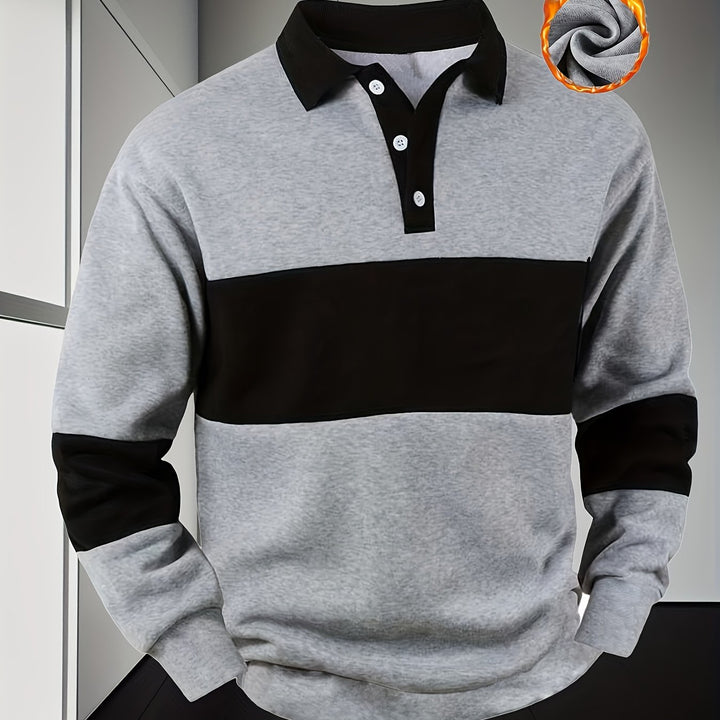 Men'S Casual POLO Shirt with Color Block Design | Button Collar, Loose Fit, Machine Washable, Ideal for Leisure And Gifts