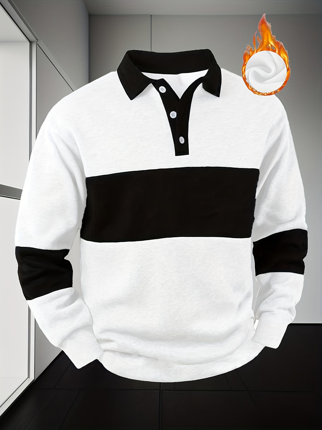 Men'S Casual POLO Shirt with Color Block Design | Button Collar, Loose Fit, Machine Washable, Ideal for Leisure And Gifts