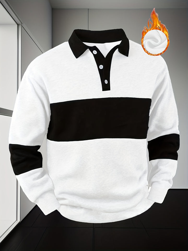 Men'S Casual POLO Shirt with Color Block Design | Button Collar, Loose Fit, Machine Washable, Ideal for Leisure And Gifts
