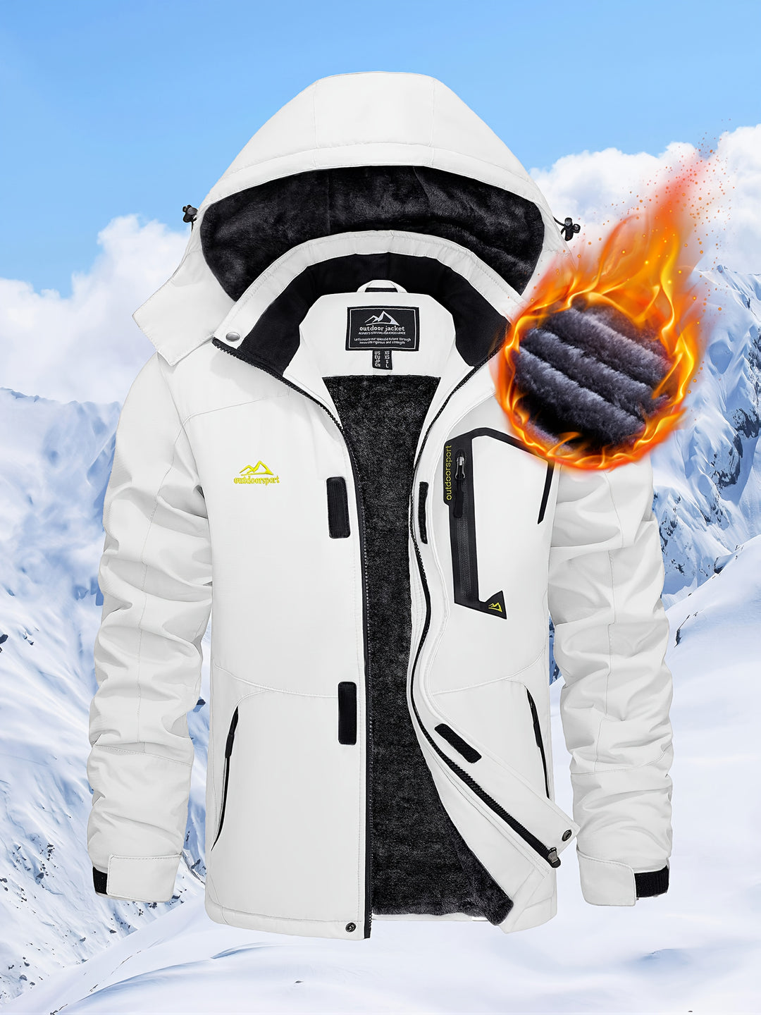 Men's Winter Warm Jackets Fleece Lined Coats Hooded Thermal Outdoor Thick Jacket Heavy Sport Hiking Jogging Camping Fishing Climbing Traveling Skiing Snowboarding Casual Parka