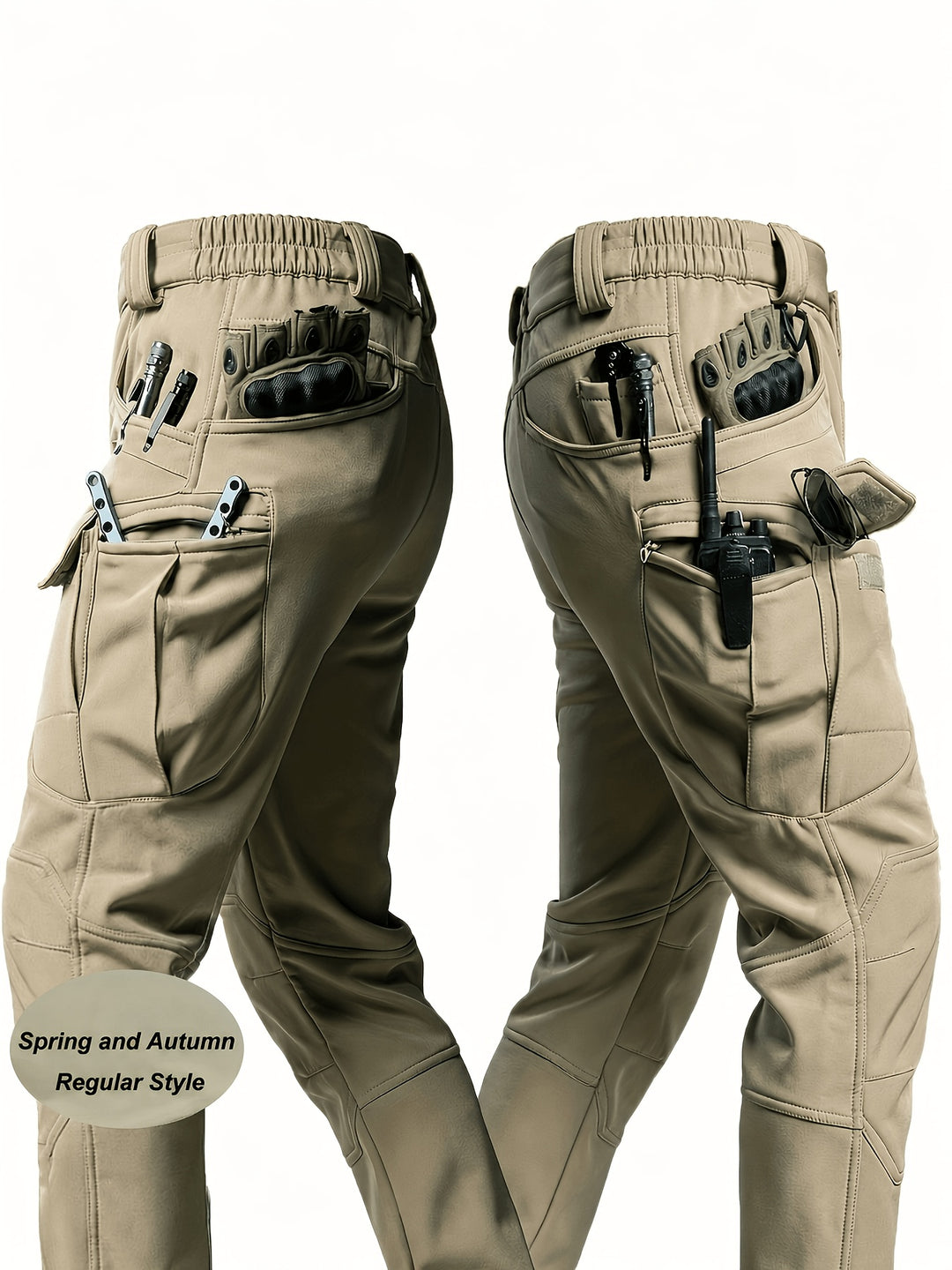 Men's Tactical Cargo Pants - Stretch Fabric with Multiple Pockets, Regular Fit, Machine Washable - Elastic Waist for Everyday Comfort - Durable Outdoor Hiking and Casual Workwear - Casual Cargo Pants