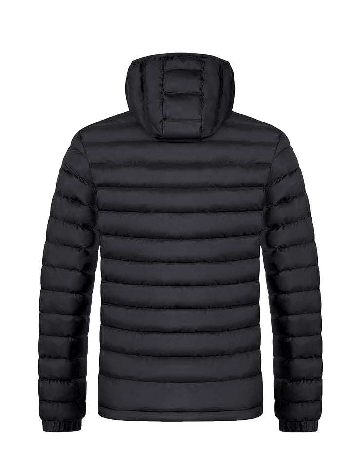Men's Winter Padded, Hooded Padded Top, Warm Quilted Jacket with Colorful Zipper Pockets