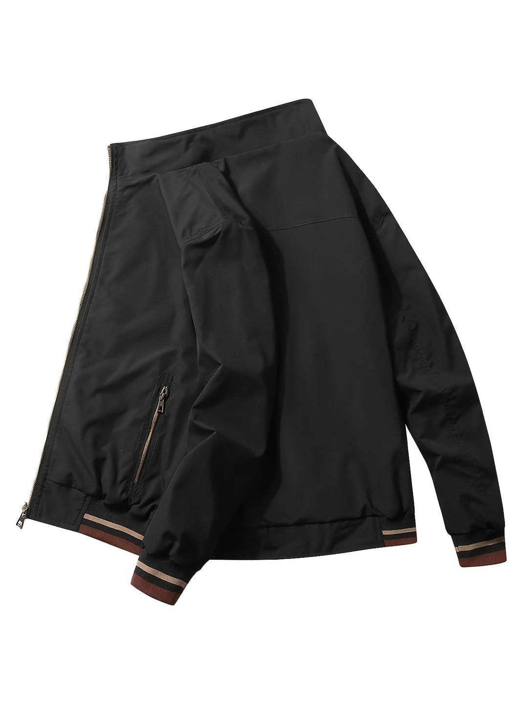 Autumn Winter Men'S Reversible Long Sleeve Lapel Jacket Utility Trendy Loose Casual Zipper Easy Coat Stand-Up Collar Clothing, Hunting