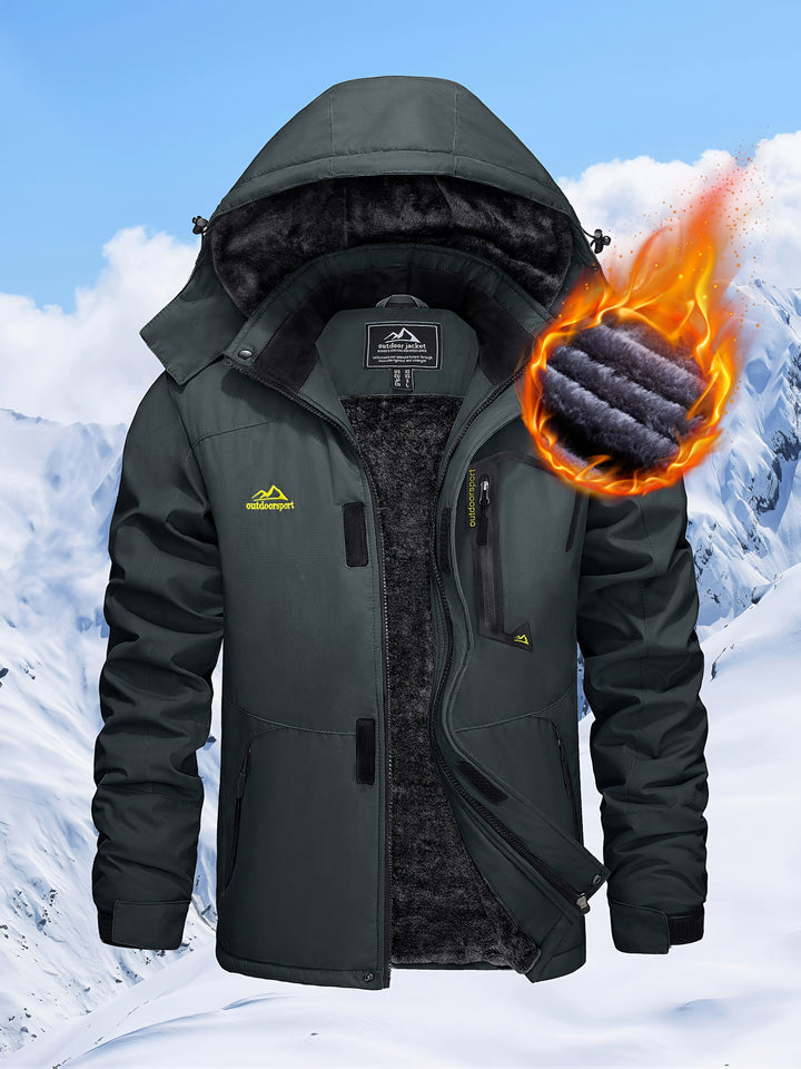 Men's Winter Warm Jackets Fleece Lined Coats Hooded Thermal Outdoor Thick Jacket Heavy Sport Hiking Jogging Camping Fishing Climbing Traveling Skiing Snowboarding Casual Parka