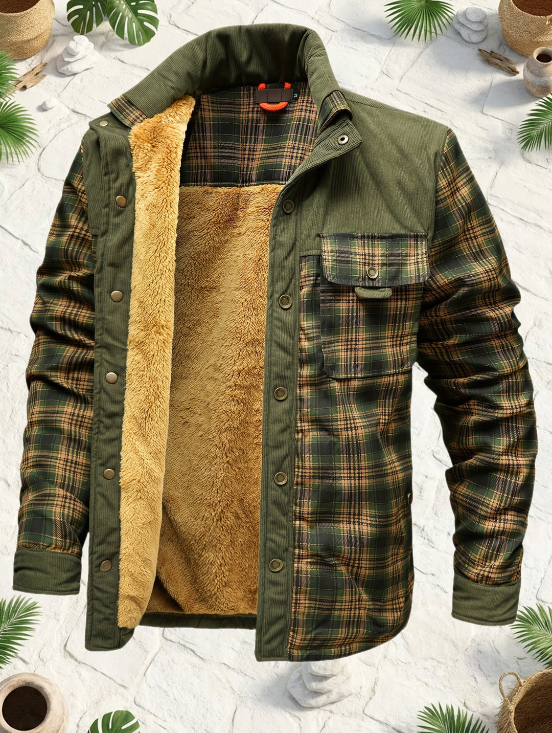 Men’s Fleece-Lined Plaid Jacket