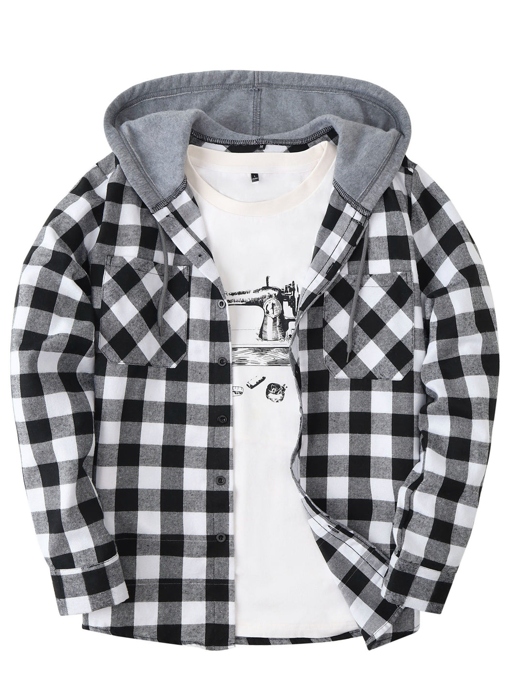[Men's Plaid Hooded Shirt] Men's Fashion Hooded Plaid Trendy Shirt Hooded Plaid Sweatshirt - Autumn/Winter Essentials - New Season