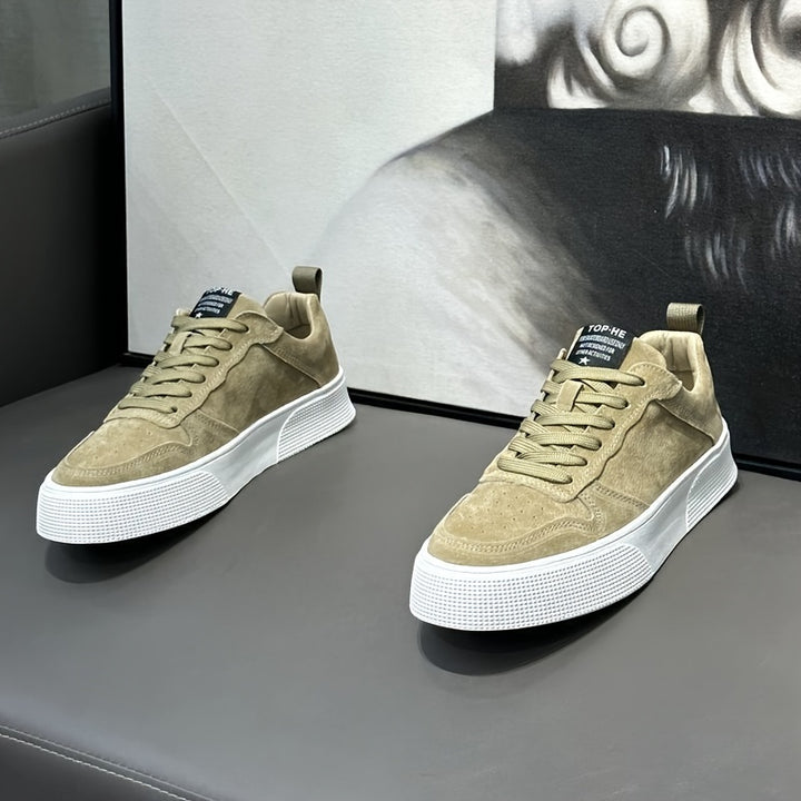 UNIITY Men's Korean Style Skate Sneakers - Low-Top Lace-Up Casual Shoes with Upper & PVC Sole, Breathable Soft Sole Suitable for Sports, Skateboarding, Gym, Casual Attire - Round Toe, Spring/Autumn/Winter Seasonal