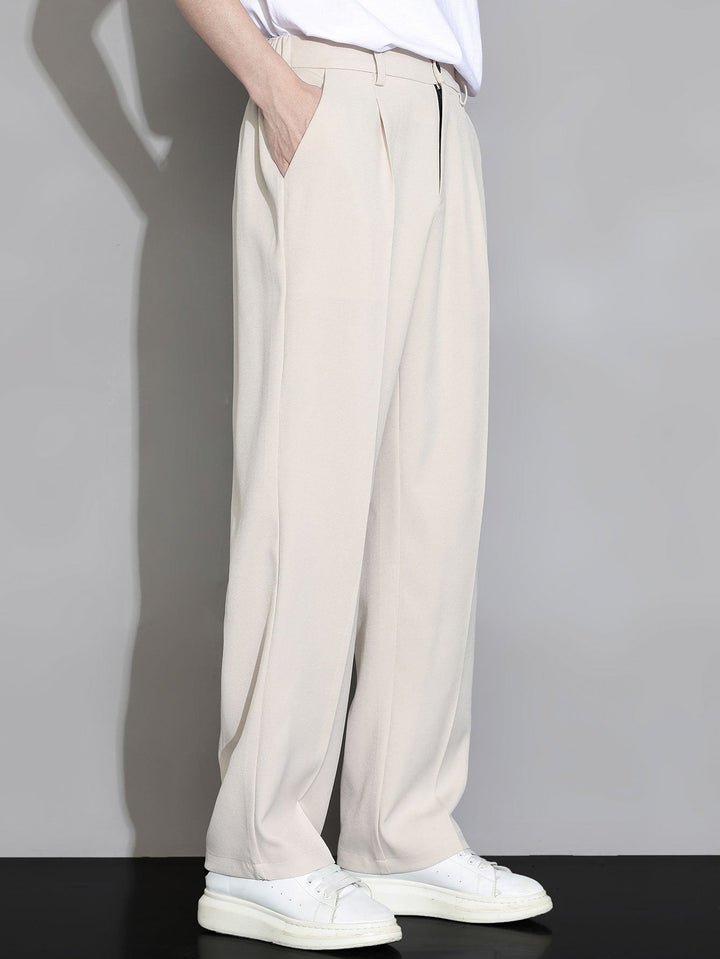 Men’s Elastic Waist Trousers – Straight Leg Pull-On Casual Pants