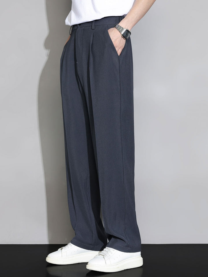 Men’s Elastic Waist Trousers – Straight Leg Pull-On Casual Pants