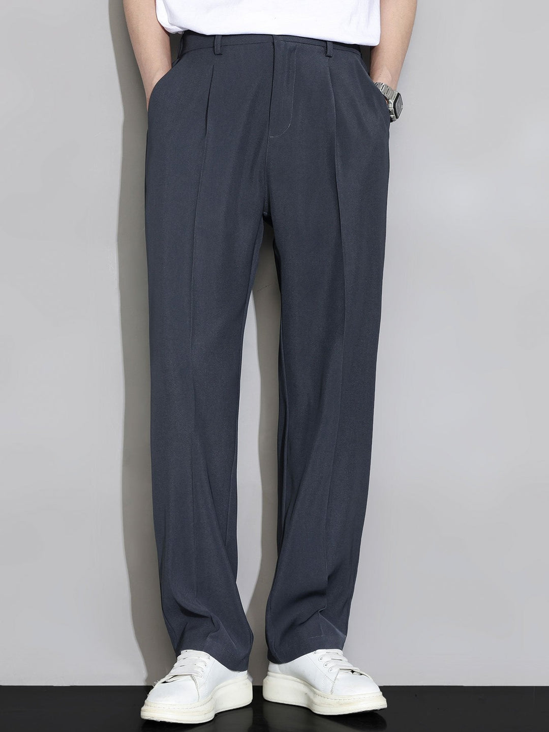Men’s Elastic Waist Trousers – Straight Leg Pull-On Casual Pants