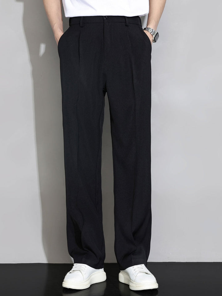 Men’s Elastic Waist Trousers – Straight Leg Pull-On Casual Pants