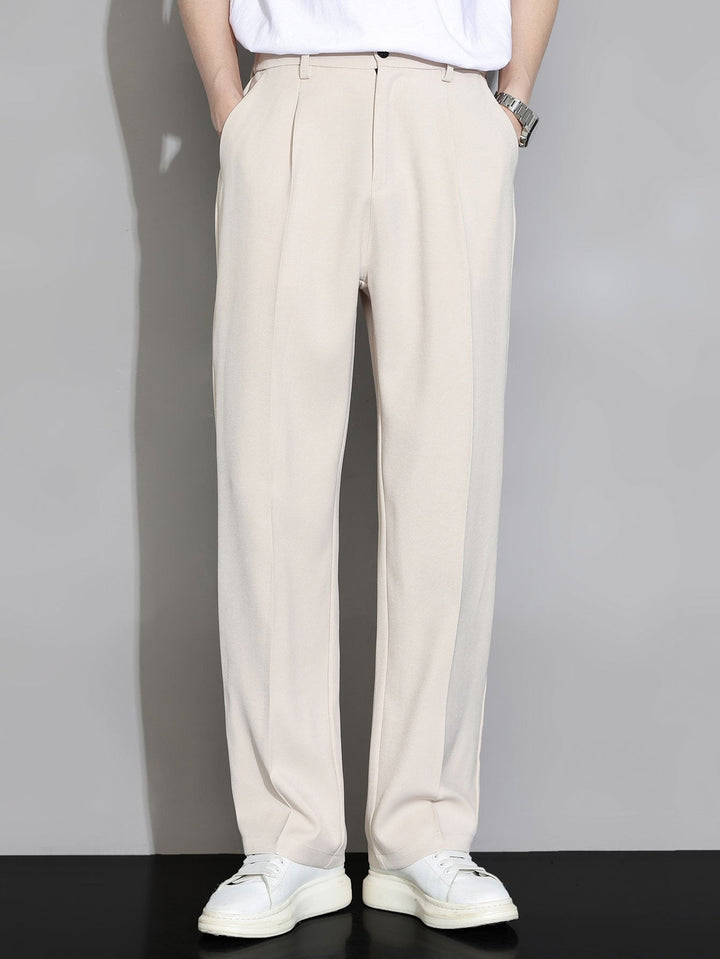 Men’s Elastic Waist Trousers – Straight Leg Pull-On Casual Pants