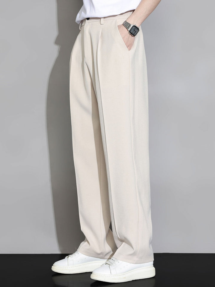 Men’s Elastic Waist Trousers – Straight Leg Pull-On Casual Pants