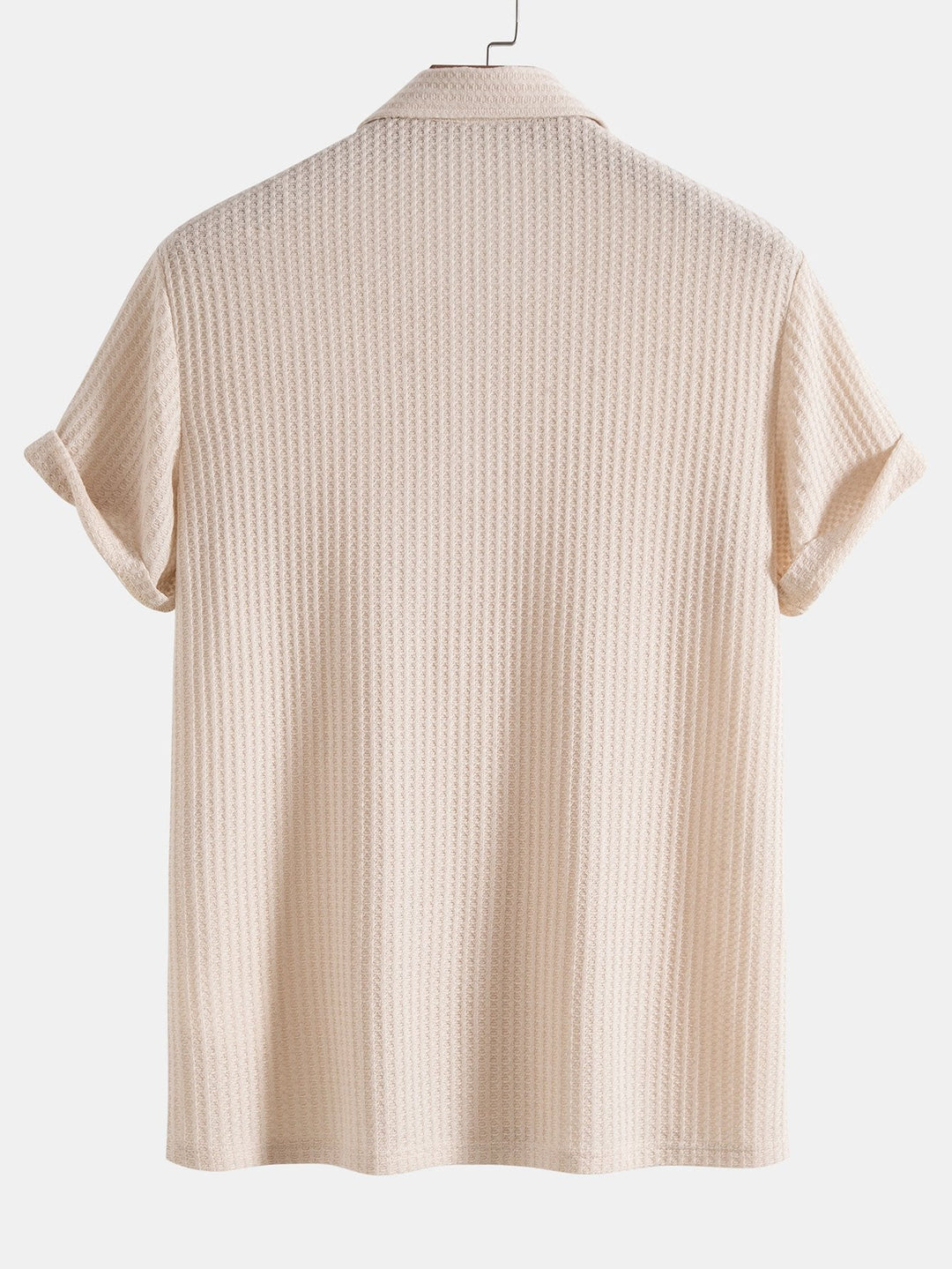 Men’s Waffle Knit Polo Shirt – Smart Casual Short Sleeve Top