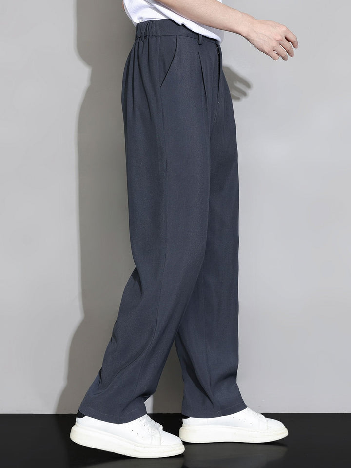 Men’s Elastic Waist Trousers – Straight Leg Pull-On Casual Pants