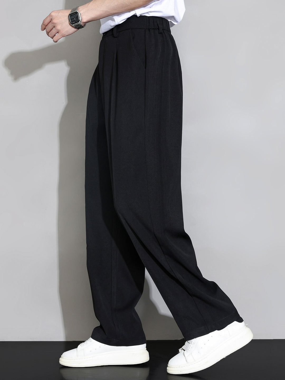 Men’s Elastic Waist Trousers – Straight Leg Pull-On Casual Pants