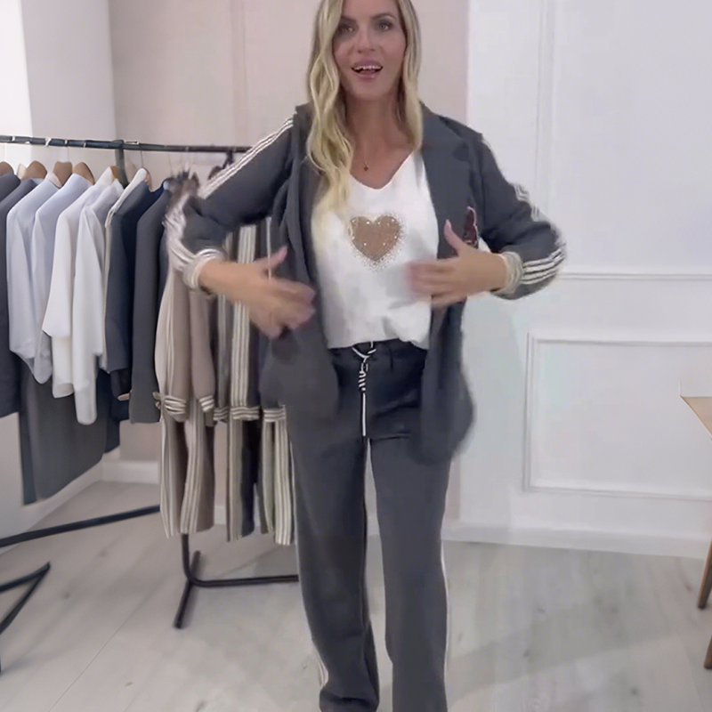 Milanova™ 2-Piece Striped Blazer & Trousers Set